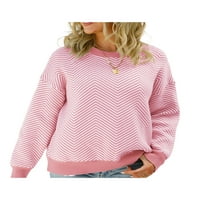 Ženski pulover s dugim rukavima s okruglim vratom pleteni džemper Na pruge