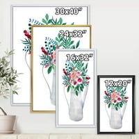 DesignArt 'buketi cvijeća u rustikalnom cvjetačkom loncu s tradicionalnim uokvirenim platnenim platnenim zglobnim