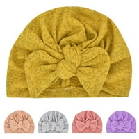 Baby Turban šešir, modna ležerna čvrsta boja luk dekor elastična mekana ugodna jesenska zimska glava topla vjetroefileta
