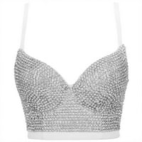 + Ženski sjajni push-up grudnjak s rhinestonesom bustier s donjim dijelom podstavljeni gornji dio s naramenicama