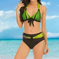 Ženski kupaći kostimi za kontrolu trbuha Stripe Split Bikini Color Print s Tankinis Set kupaći kostima za žene
