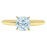 Vjenčani prsten za godišnjicu od 18k žutog zlata s 2,0 karatnim plavim imitiranim dijamantom, veličine 5,5